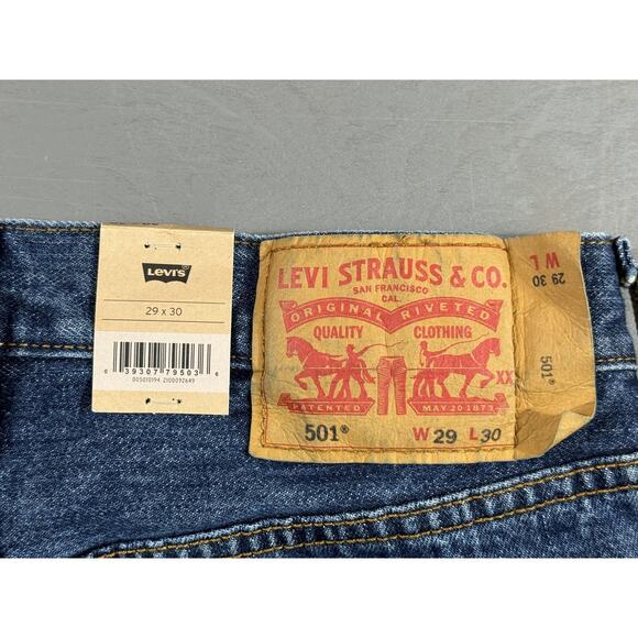 Levi's Jeans Mens 29x30 Blue Denim 501 Straight Leg Button Fly Original Classic - Picture 5 of 14